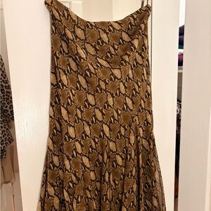 Silk Ralph Lauren Tan Snake Print A-Line Skirt